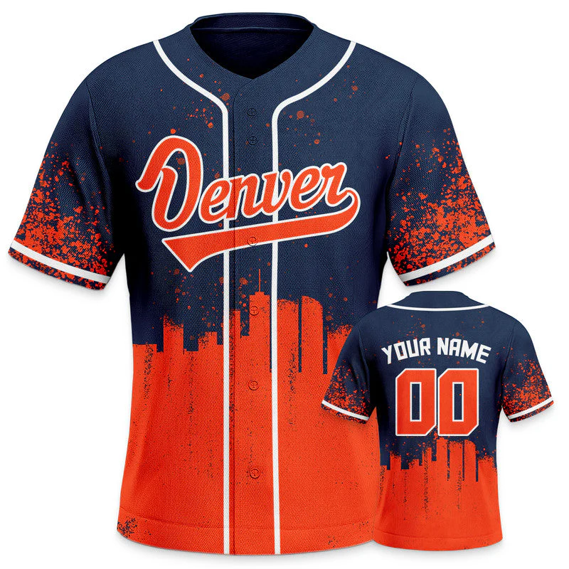 Custom 3D Graffiti Navy Orange-White Authentic Baseball Silhouette Jersey