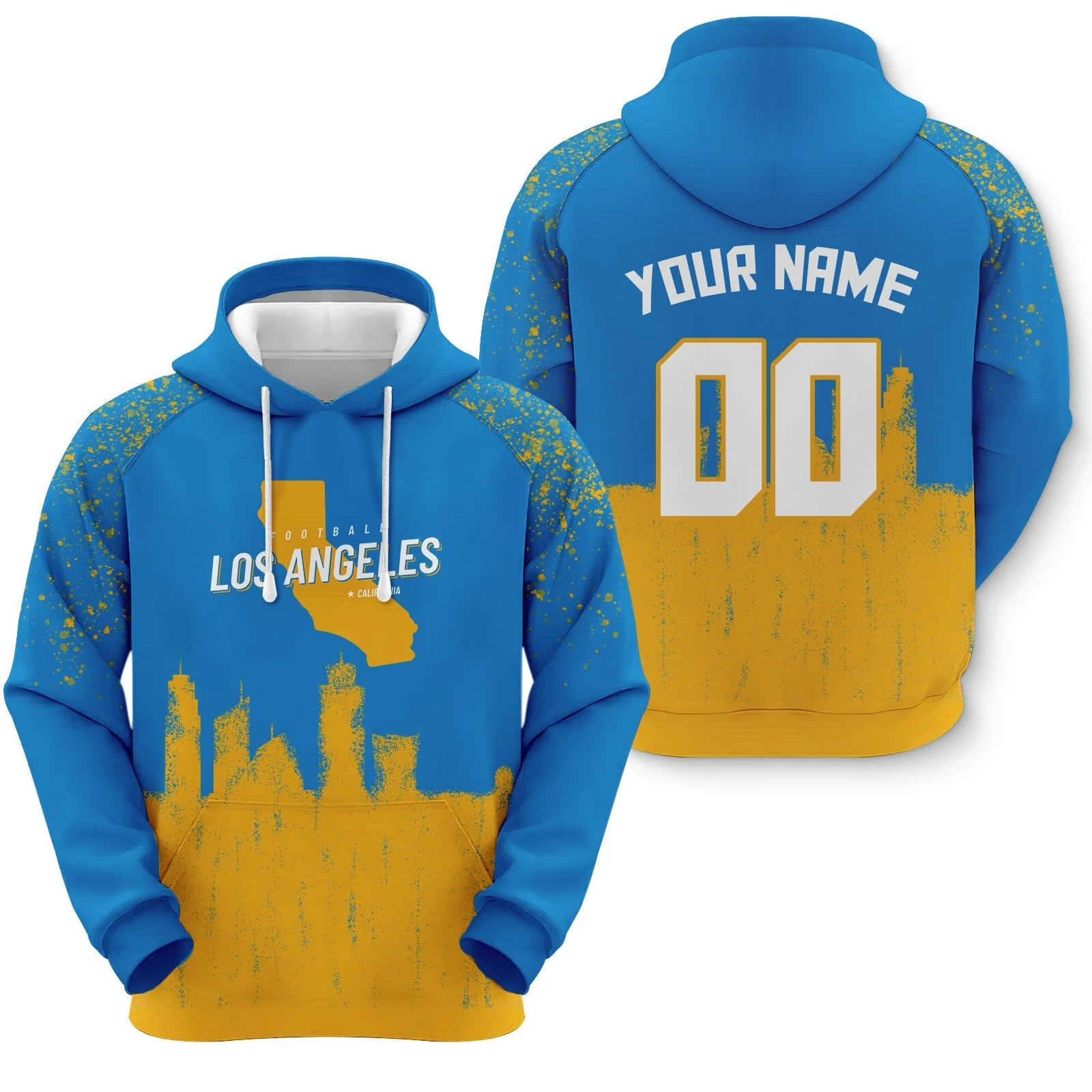 Custom Sports Pullover Sweatshirt Football Graffiti City Map Los Angeles Fashion Hoodie