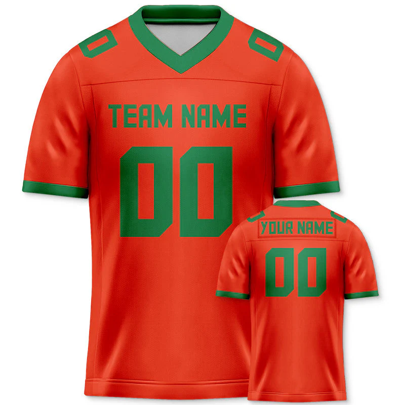Custom Orange Green Mesh Authentic Football Jersey