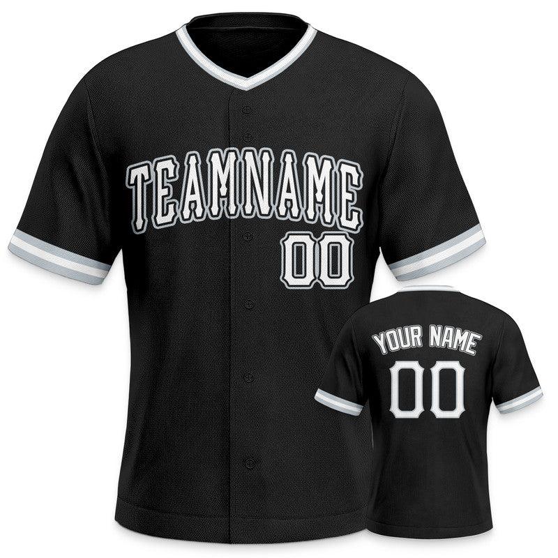 Custom Black White Authentic Baseball Jersey-1