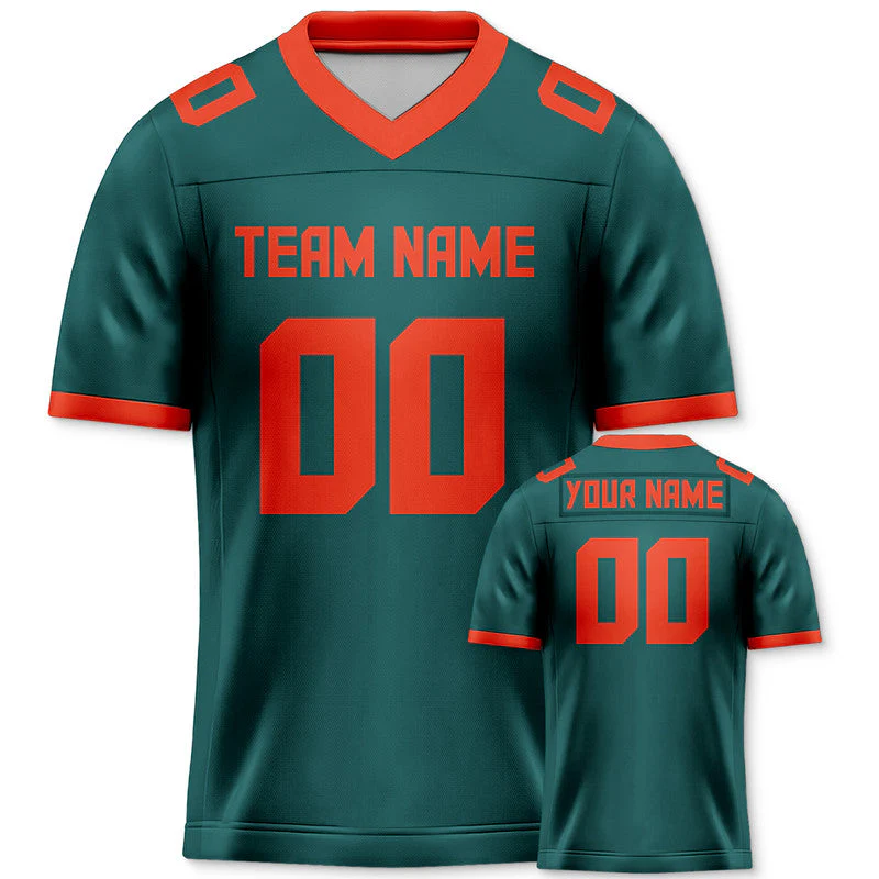 Custom Aqua Orange Mesh Authentic Football Jersey