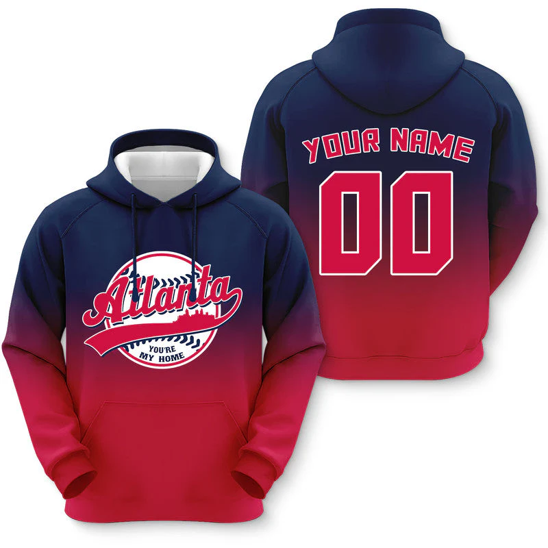 Custom Sports Pullover Sweatshirt Baseball City Atlanta You're My Home Split Fashion  Hoodie