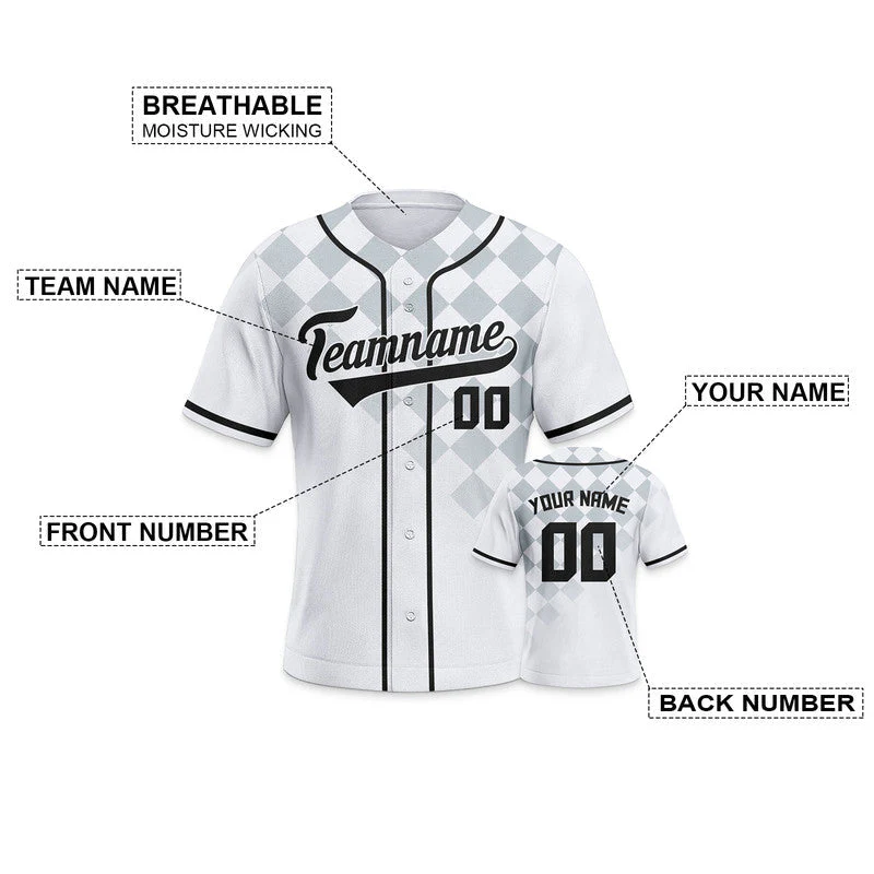 Custom White Black-Gray Creative  Cool Concept Authentic Baseball Jersey