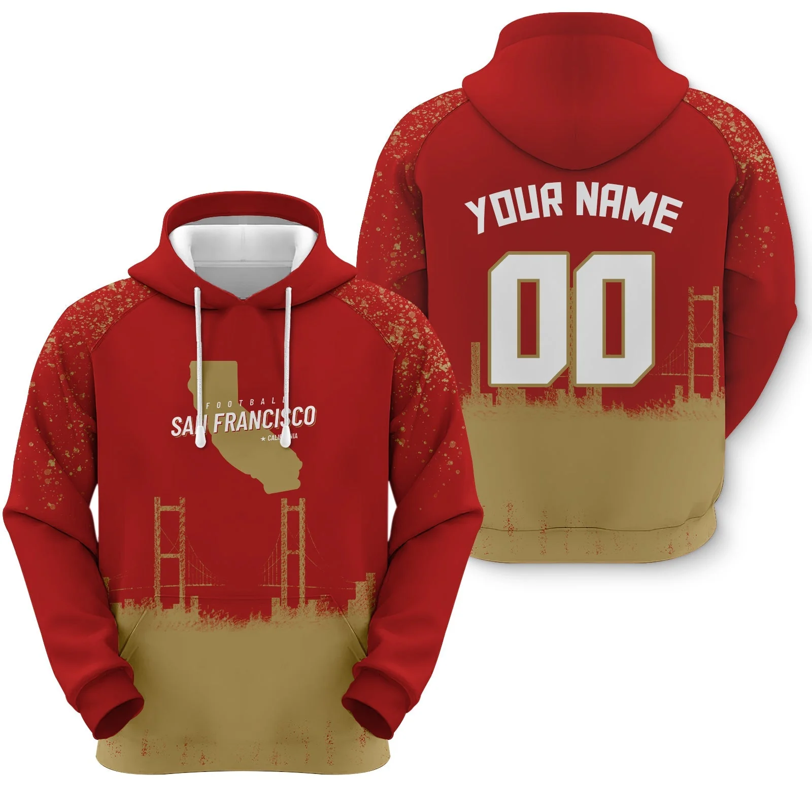 Custom Sports Pullover Sweatshirt Football  Graffiti City Map San Francisco Fashion Hoodie2