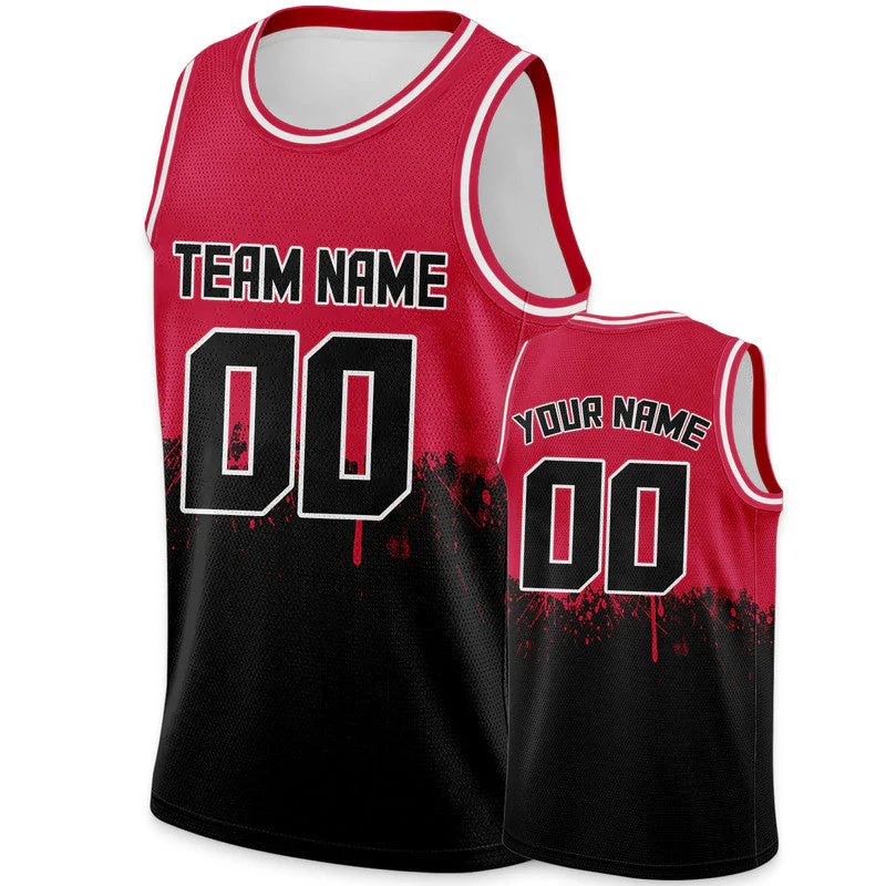Custom Red Black-White Authentic Spilt Fashion Basketball Jersey1
