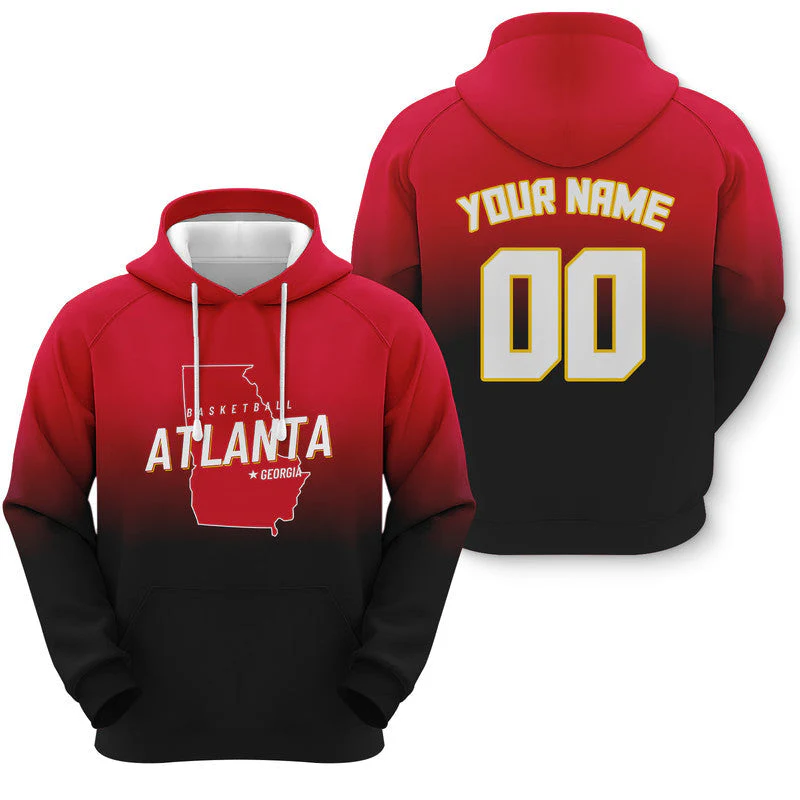 Custom Sports Pullover Sweatshirt Basketball Split State Map Atlanta Fashion Hoodie