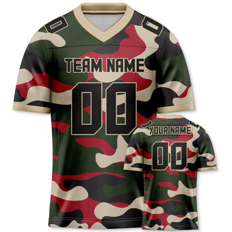Custom Camo Black-Cream Authentic Salute To Service Football Jersey-1